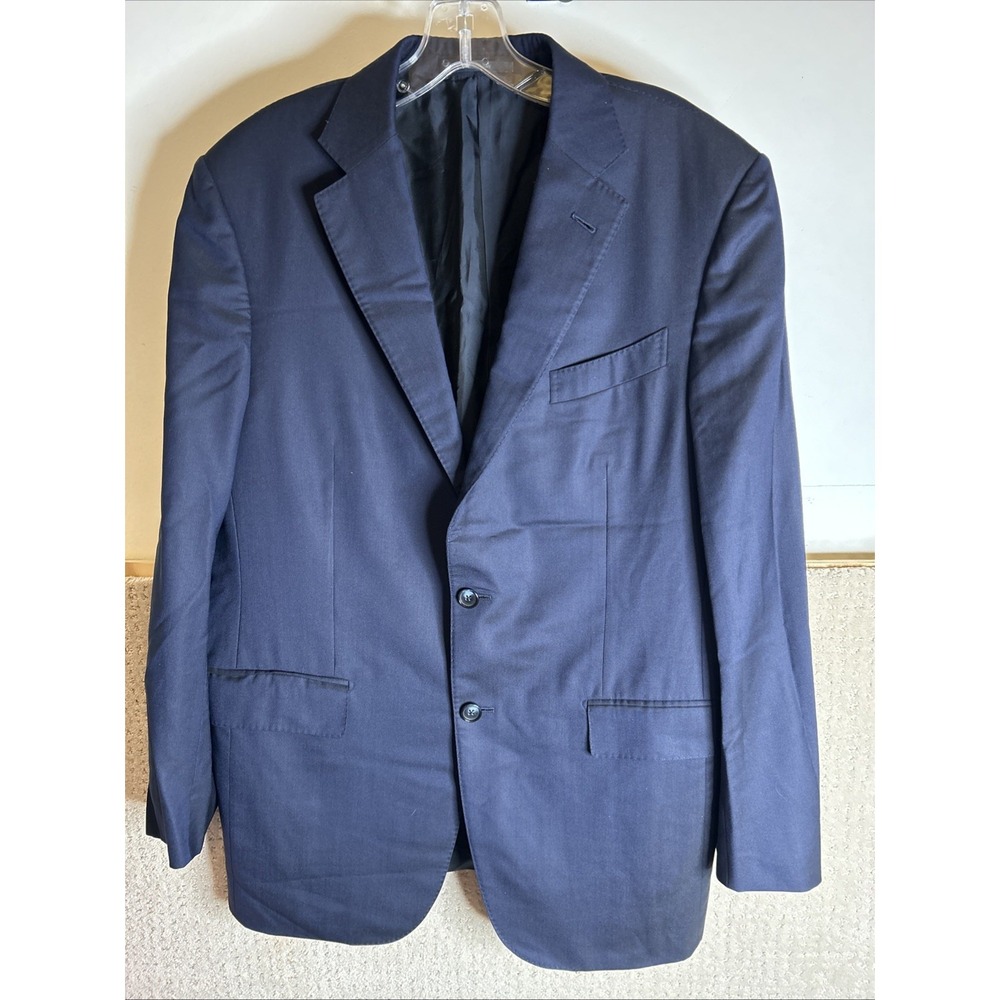 Ermenegildo Zegna Trofeo 600 Mens Blue Wool & Silk Blazer Jacket- US 42R